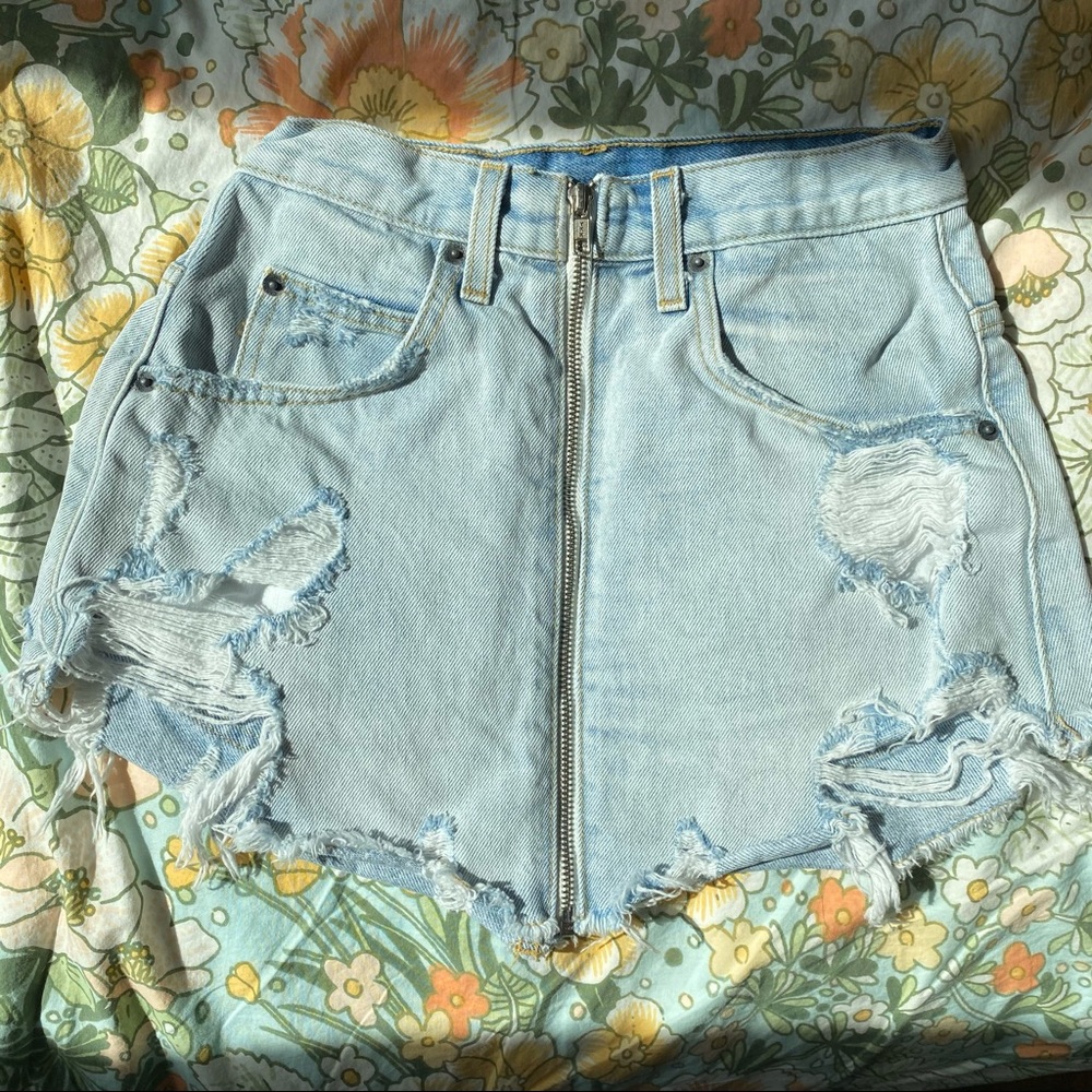Carmar zip denim mini skirt